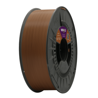 Carretel de filamento para impressão 3D castanho com etiqueta WINKLE