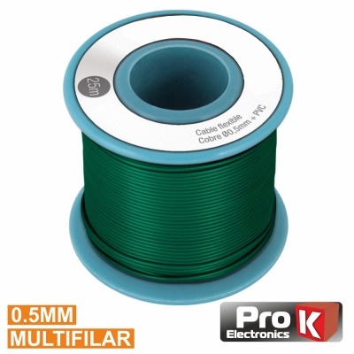 Carretel de fio multifilar verde com etiqueta e logo Pro K