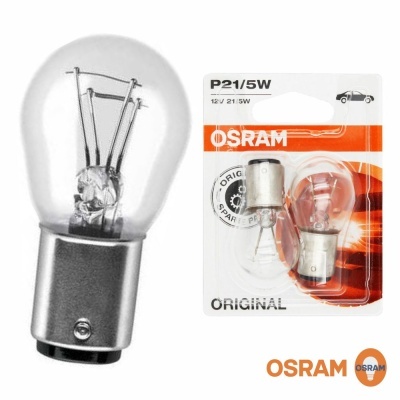 Lâmpada automóvel transparente com embalagem OSRAM P21/5W.