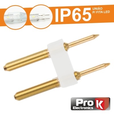 Conector em T para fita LED com pinos dourados