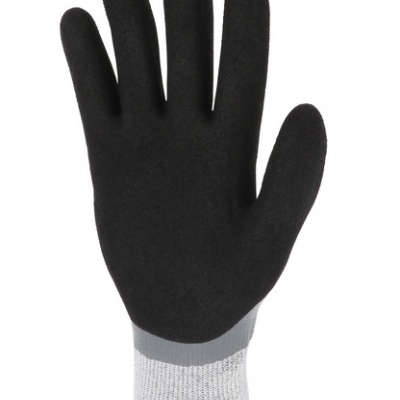 Luva de trabalho preta com punho cinzento e castanho