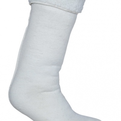 Meia alta branca com felpudo no topo