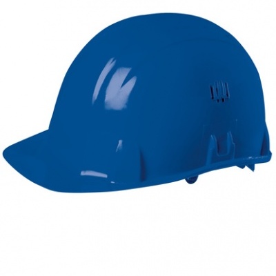 Capacete de proteção azul brilhante com viseira pequena