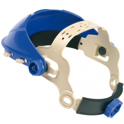 Capacete protetor de cabeça azul com estrutura interna ajustável bege