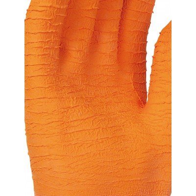 Luva de borracha laranja com textura enrugada