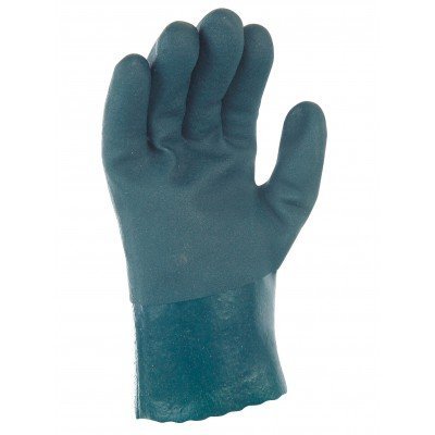 Luva de proteção azul escuro em material borrachoso com textura