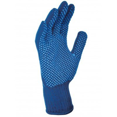 Luva azul com bolinhas antiderrapantes e punho elástico