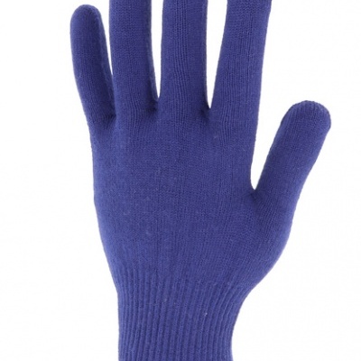 Luva azul de malha com punho amarelo