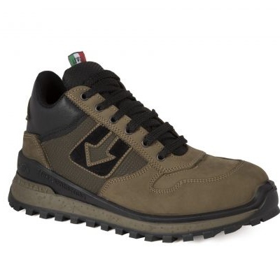 Tênis desportivo bege e preto com sola antiderrapante