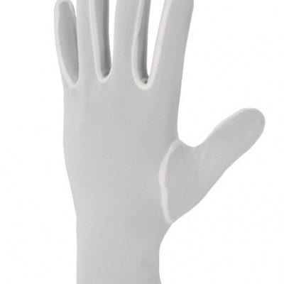 Luva branca de tecido fino com textura uniforme