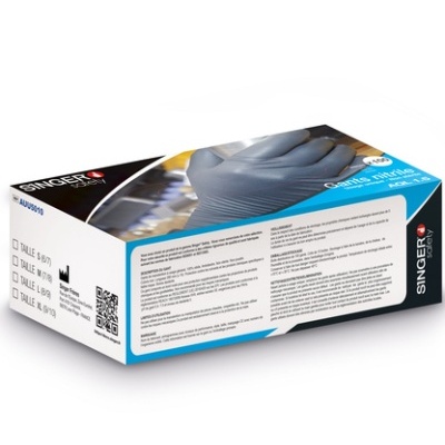 Embalagem de luvas descartáveis SINGER Comfort tamanho M cor azul