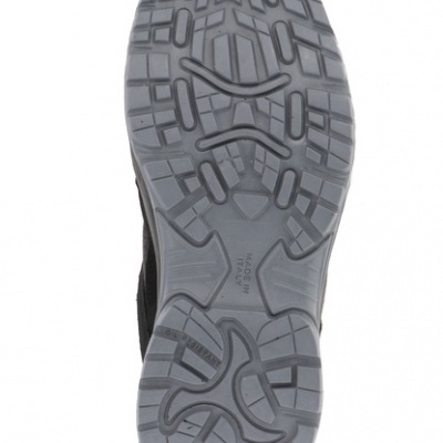 Sola cinzenta antiderrapante de sapato com texto MADE IN CHINA