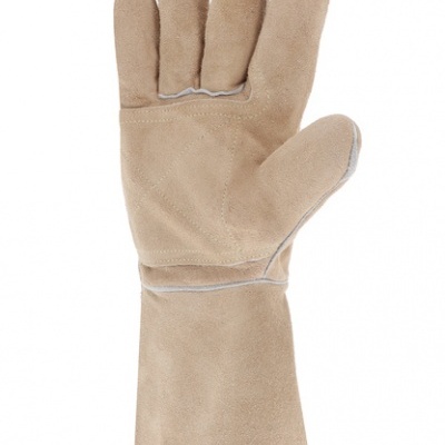 Luva de proteção em couro camurça bege para mão esquerda