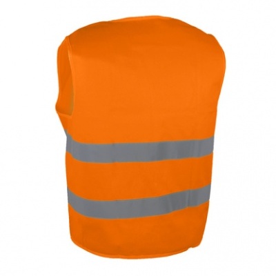 Colete de segurança laranja com faixas refletoras prateadas