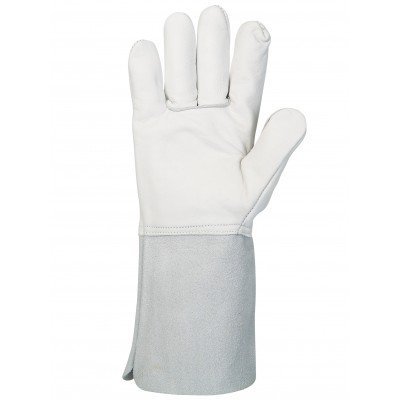 Luva de proteção branca com bainha cinzenta