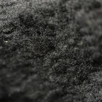 Tecido felpudo preto em close-up