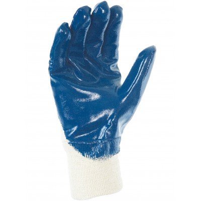 Luva azul brilhante com punho branco em malha para proteção