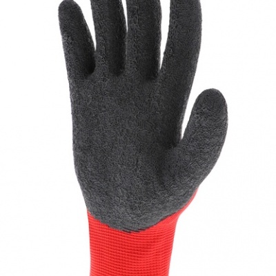 Luva de trabalho preta e vermelha com palma texturizada