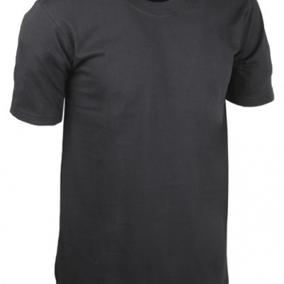 T-shirt preta de manga curta com gola redonda e detalhe laranja interior