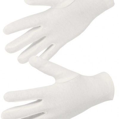Par de luvas brancas de algodão com textura lisa