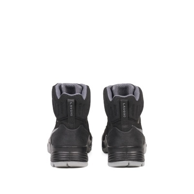 Botas de trabalho pretas vistas de trás