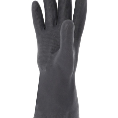 Luva preta de borracha com textura antiderrapante