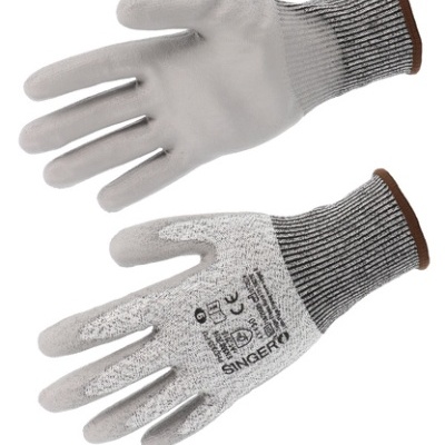 Par de luvas de proteção SINGER cinza e branco com punho elástico