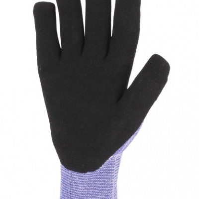 Luva de trabalho preta e roxa com palma antiderrapante