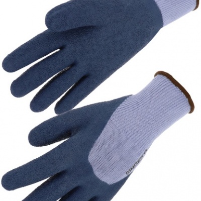 Par de luvas de trabalho azul escuro e azul claro com etiqueta Ginger