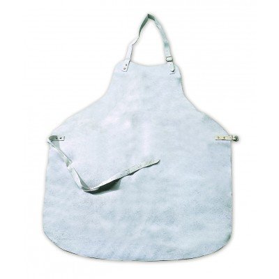 Avental branco de couro com tiras ajustáveis