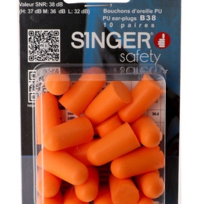 Pacote de tampões de ouvido de espuma PU laranja Singer safety com 10 pares