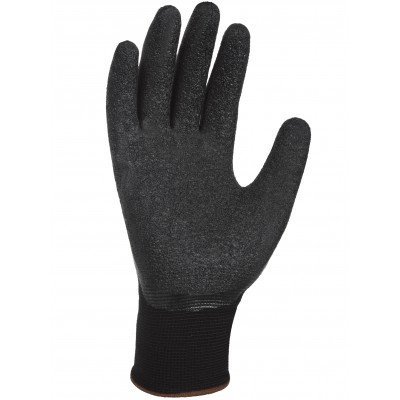 Luvas de proteção pretas com superfície texturizada emborrachada e punho elástico