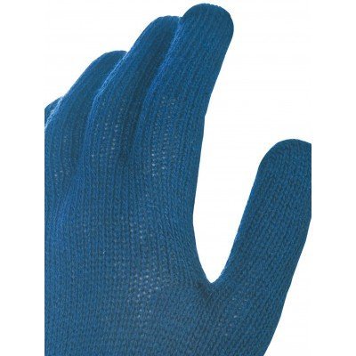 Luva azul de malha com fundo branco