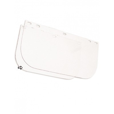 Proteções faciais transparentes em plástico com orifícios para fixação