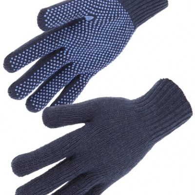 Luvas de malha azul escuro com pontos antiderrapantes
