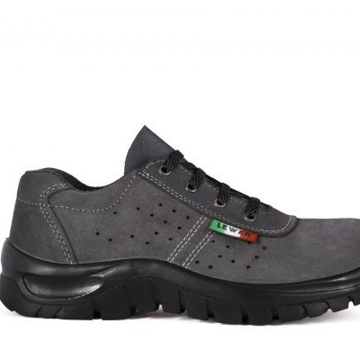 Sapatilha de segurança cinza escuro com sola preta grossa