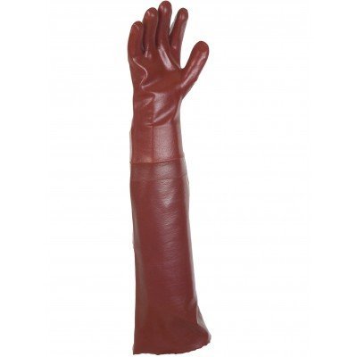 Luvas compridas vermelhas brilhantes em fundo branco