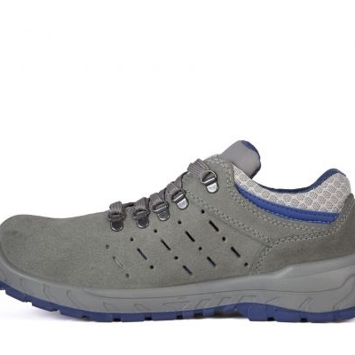 sapato de segurança cinzento com sola azul