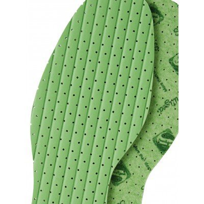 Palmilhas verdes com diferentes padrões e orifícios pretos