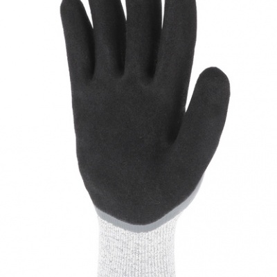 Luva de trabalho preta com punho cinza e barra castanha