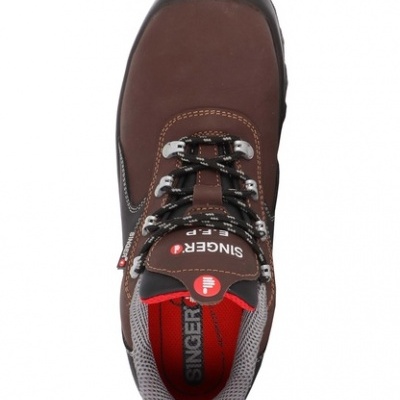 Ténis de segurança SINGER F.P castanho e preto com atacadores e interior acolchoado
