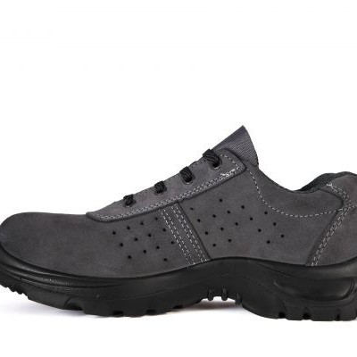 Sapato de segurança cinzento escuro com sola preta