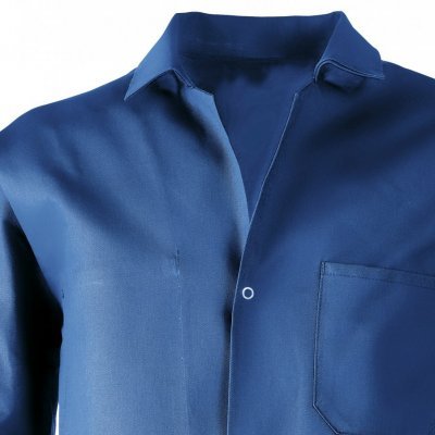 Casaco ou bata de trabalho azul com gola e bolso no peito