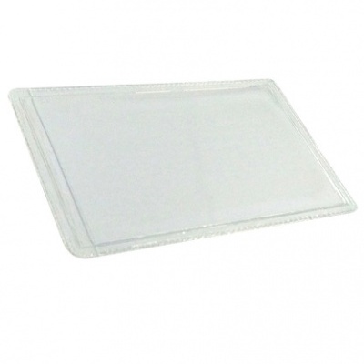 Bandeja retangular transparente de plástico