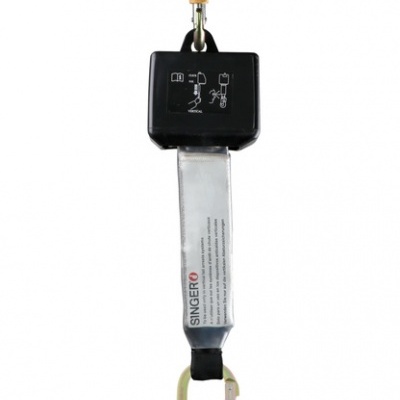 Roldana de segurança preta com cabo branco e carabinas