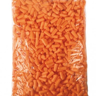 Pacote transparente com tampas auriculares laranja