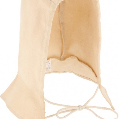 Touca capuz bege claro com cordões