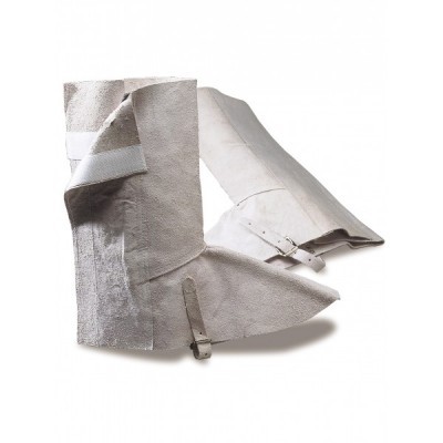 Par de polainas de couro cinza claro com fivelas