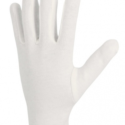 Luva branca de tecido com textura lisa