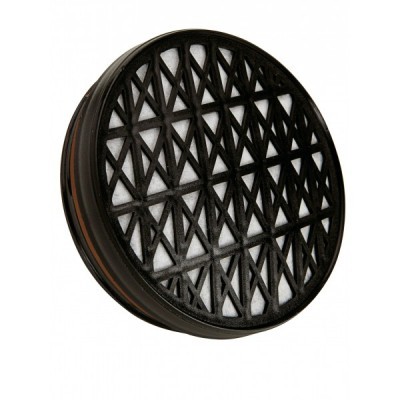 Filtro redondo preto com padrão geométrico cruzado